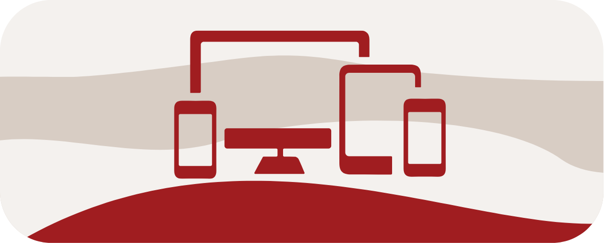 Illustration of a desktop monitor, tablet, and two phones